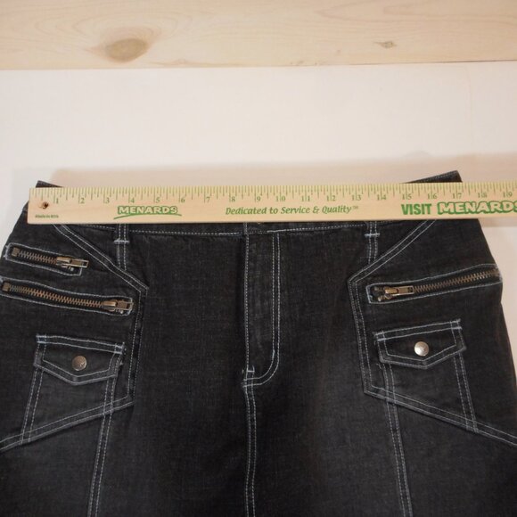 Venezia Denim Skirt Black Straight Womens Size 16 Vintage Y2K Contrast Stitching - Picture 4 of 13